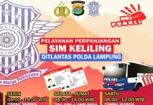 Pelayanan Perpanjangan SIM Keliling Polda Lampung Beroperasi di Terminal Rajabasa dan Gerbang BKP Kemiling