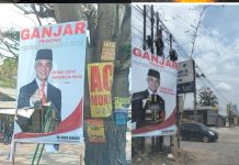 Perusakan Baliho Calon Presiden Ganjar Pranowo di Bandar Lampung